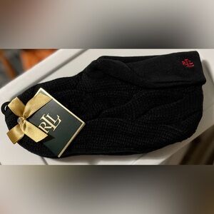 Lauren Ralph Lauren Womens Black Cable Knit Bootie Slipper Socks-NWT